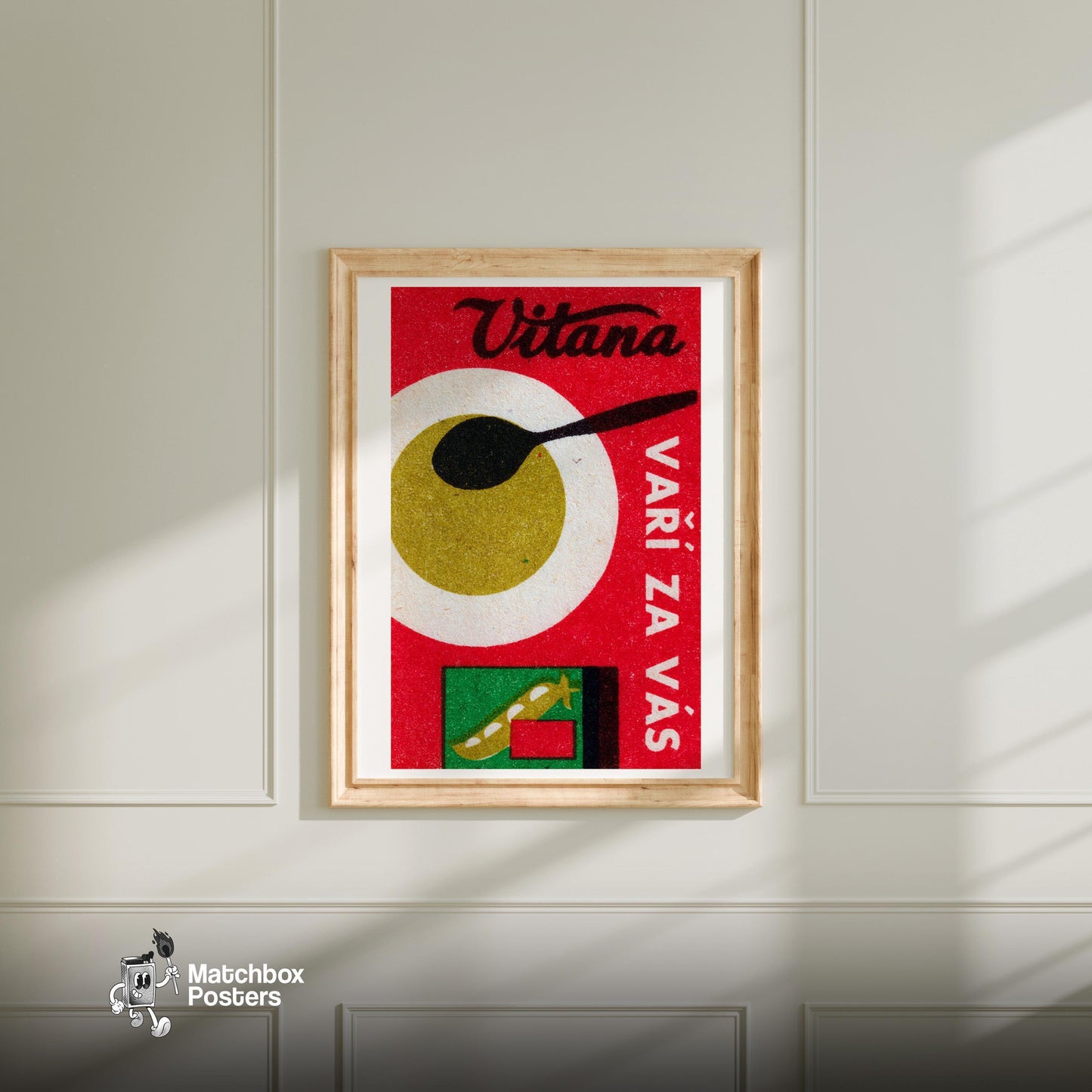 Vegetable Soup - vintage matchbox label print - bedroom mockup