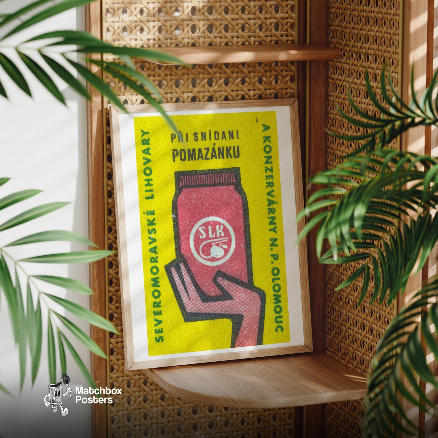 Red Jar: Vintage Czech - vintage matchbox label print - office wall