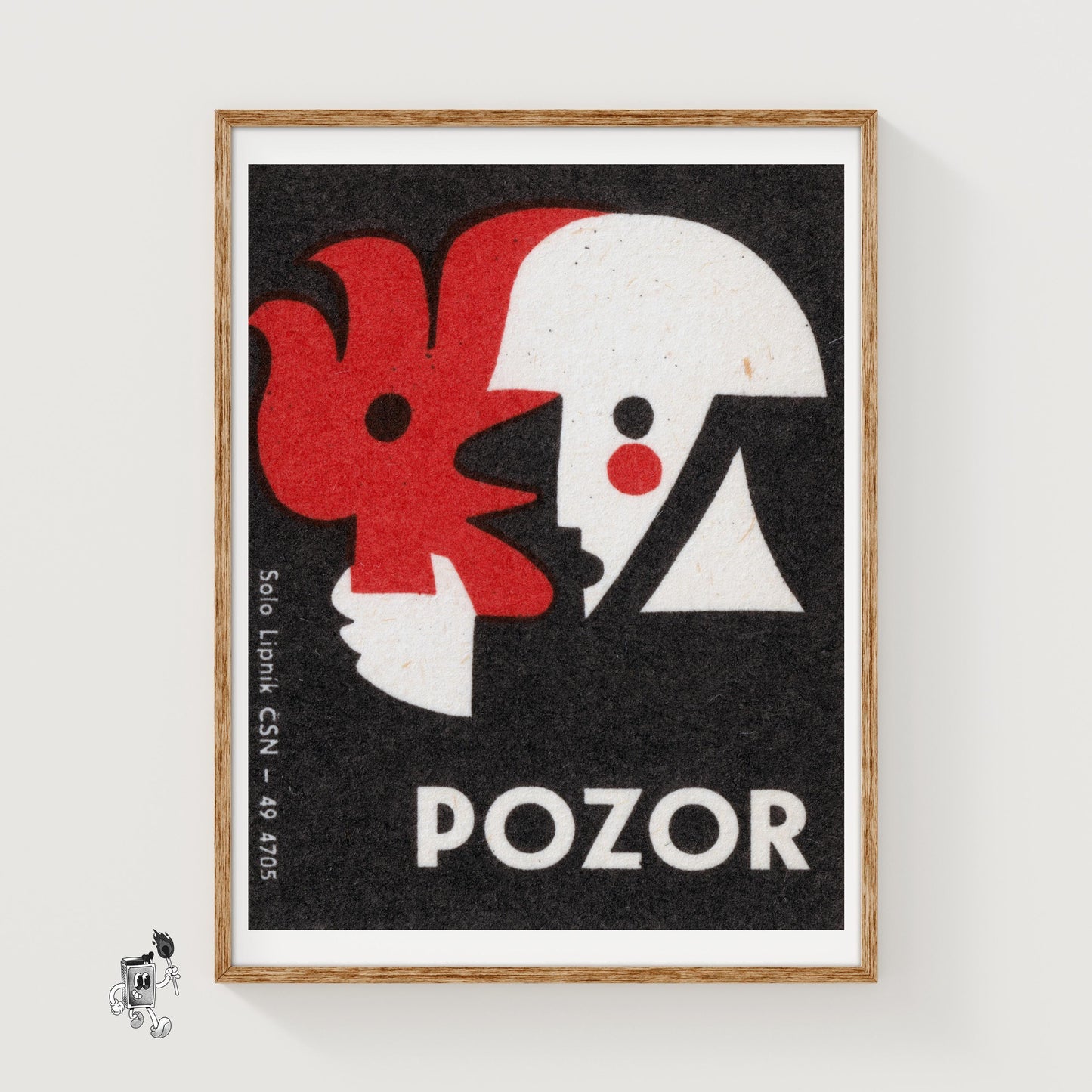 Stylized Abstract Face - vintage matchbox label print