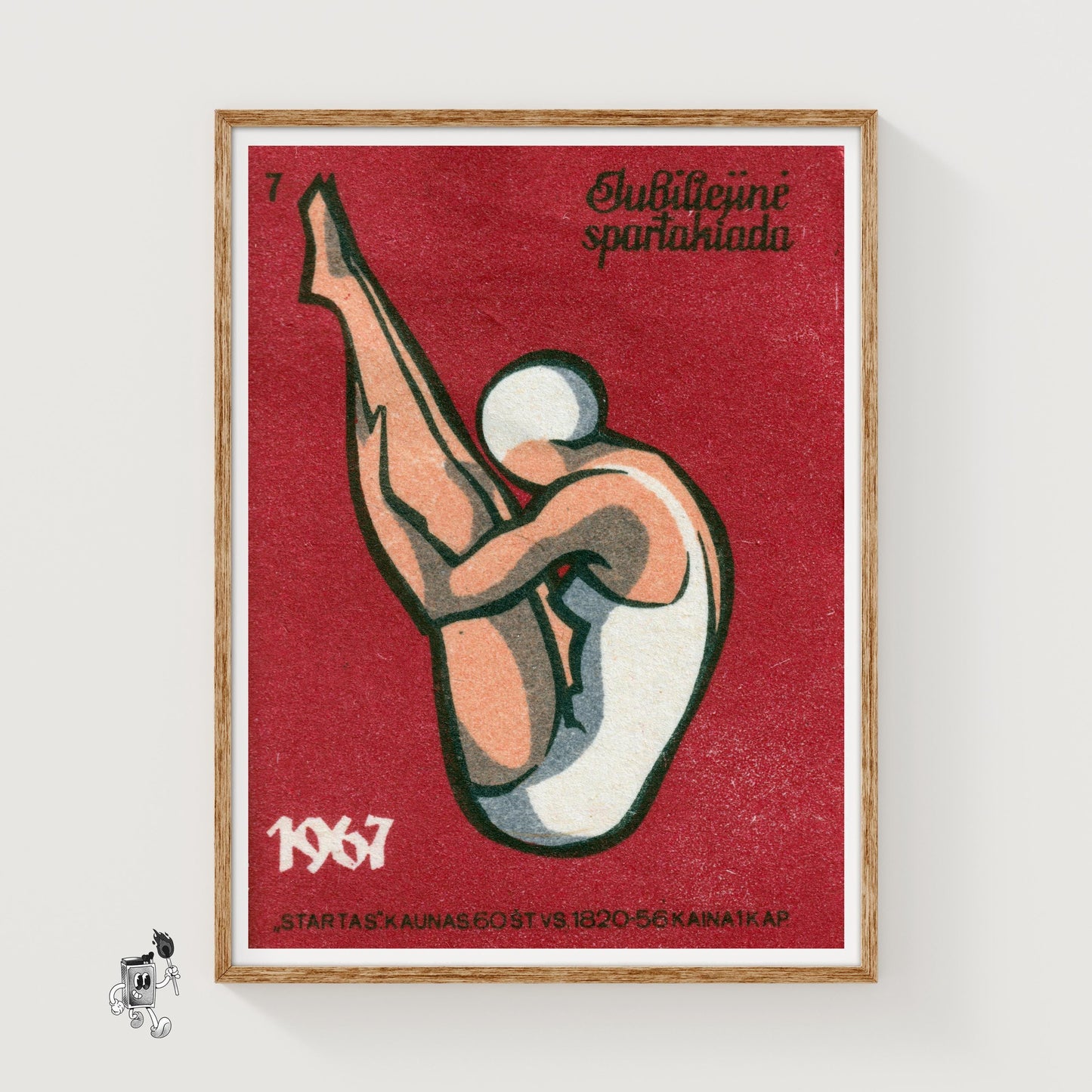 Gymnast - vintage matchbox label print
