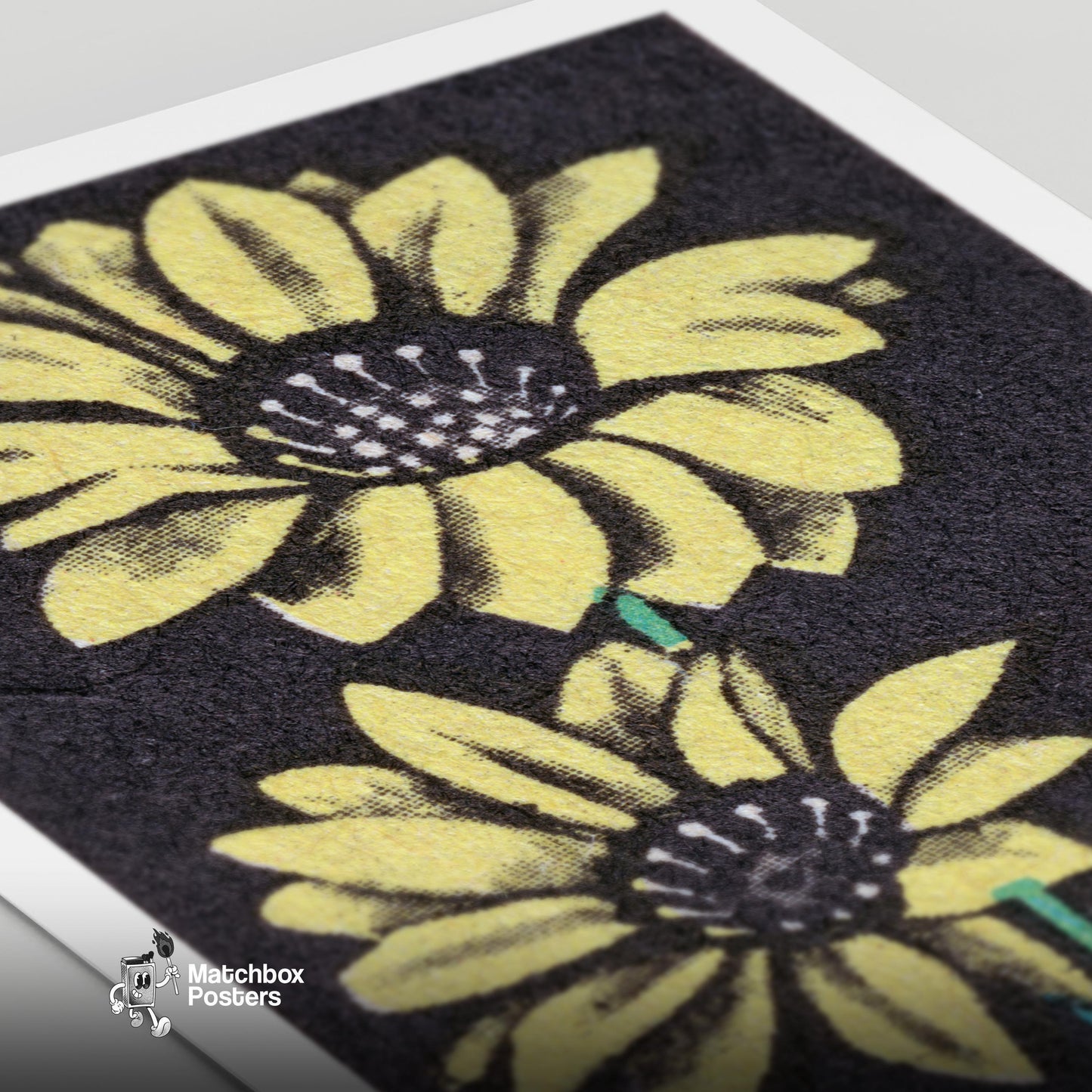 Yellow Gazania - vintage matchbox label print - close-up detail
