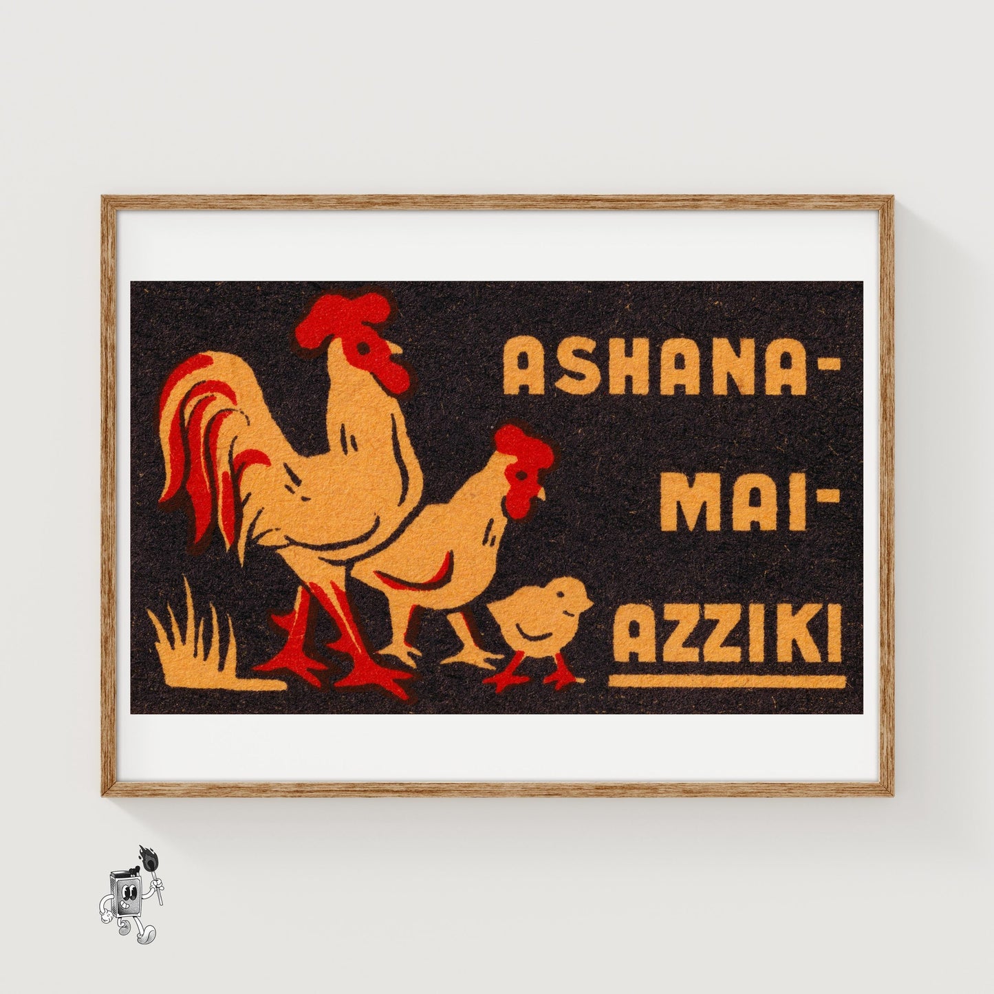 Three Chickens - vintage matchbox label print