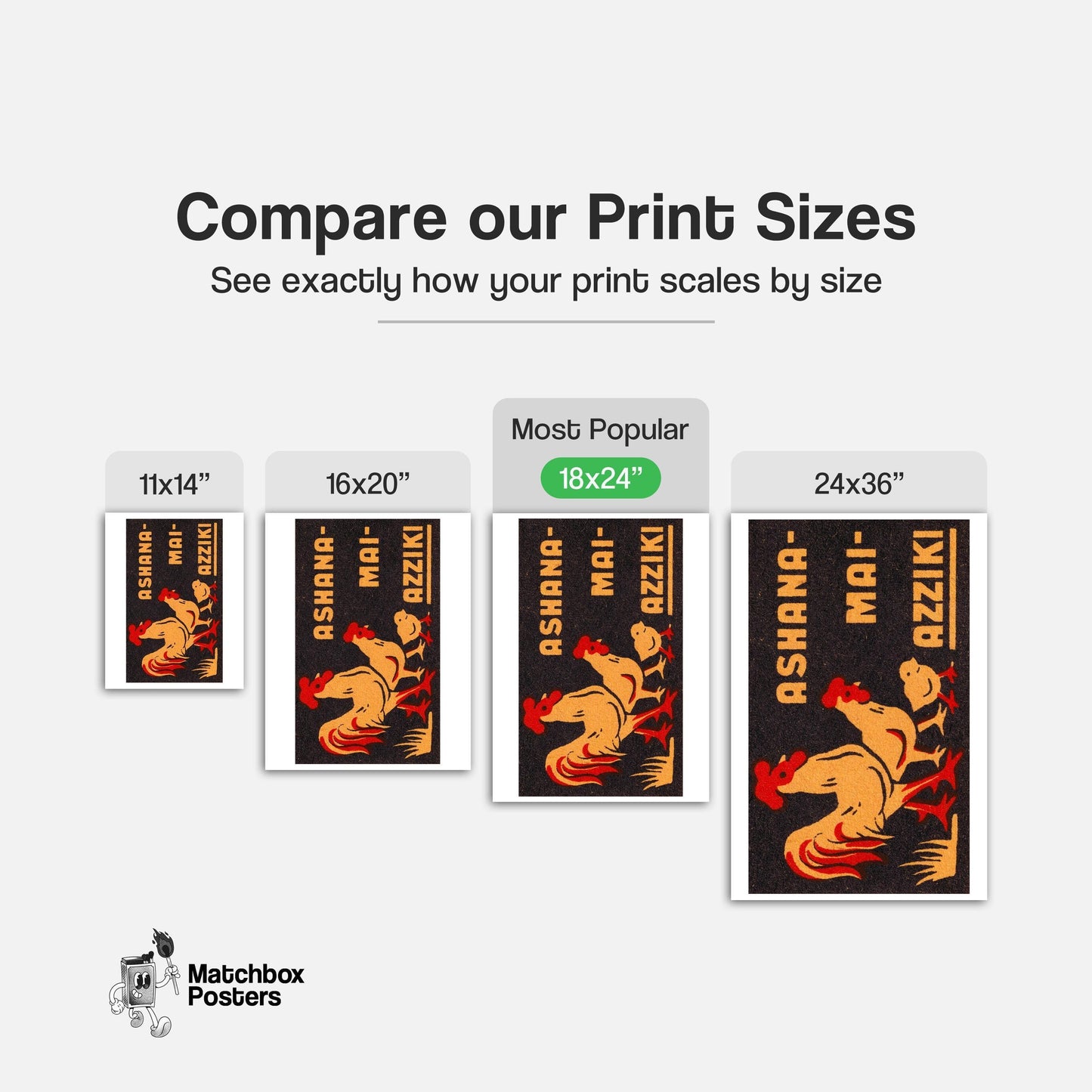 Three Chickens - vintage matchbox label print - gallery wall preview