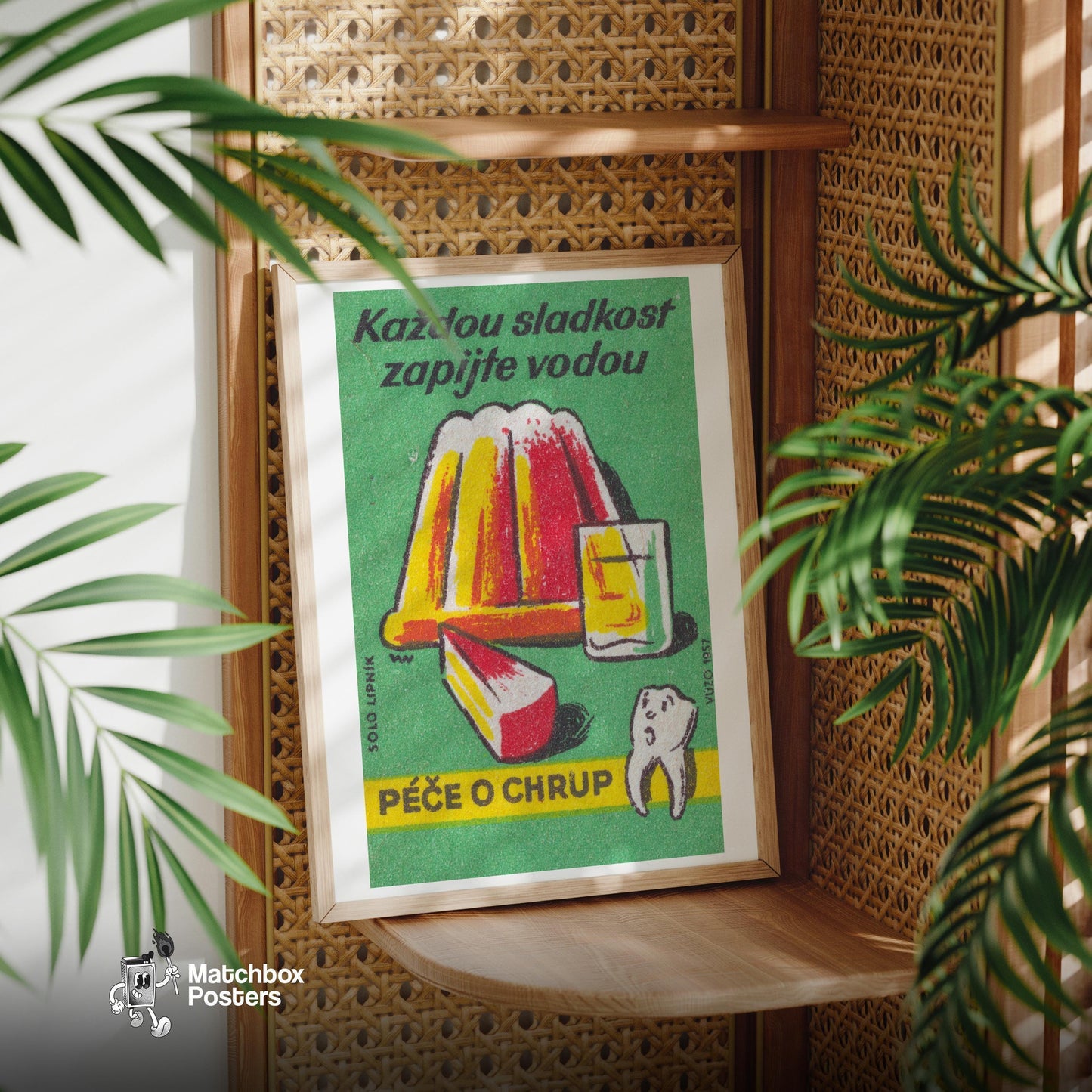 Wash Down Sweets With Water - vintage matchbox label print - office wall