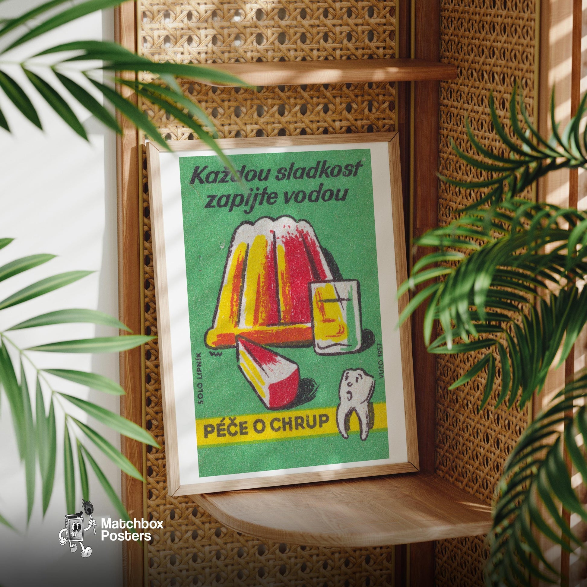 Wash Down Sweets With Water - vintage matchbox label print - office wall