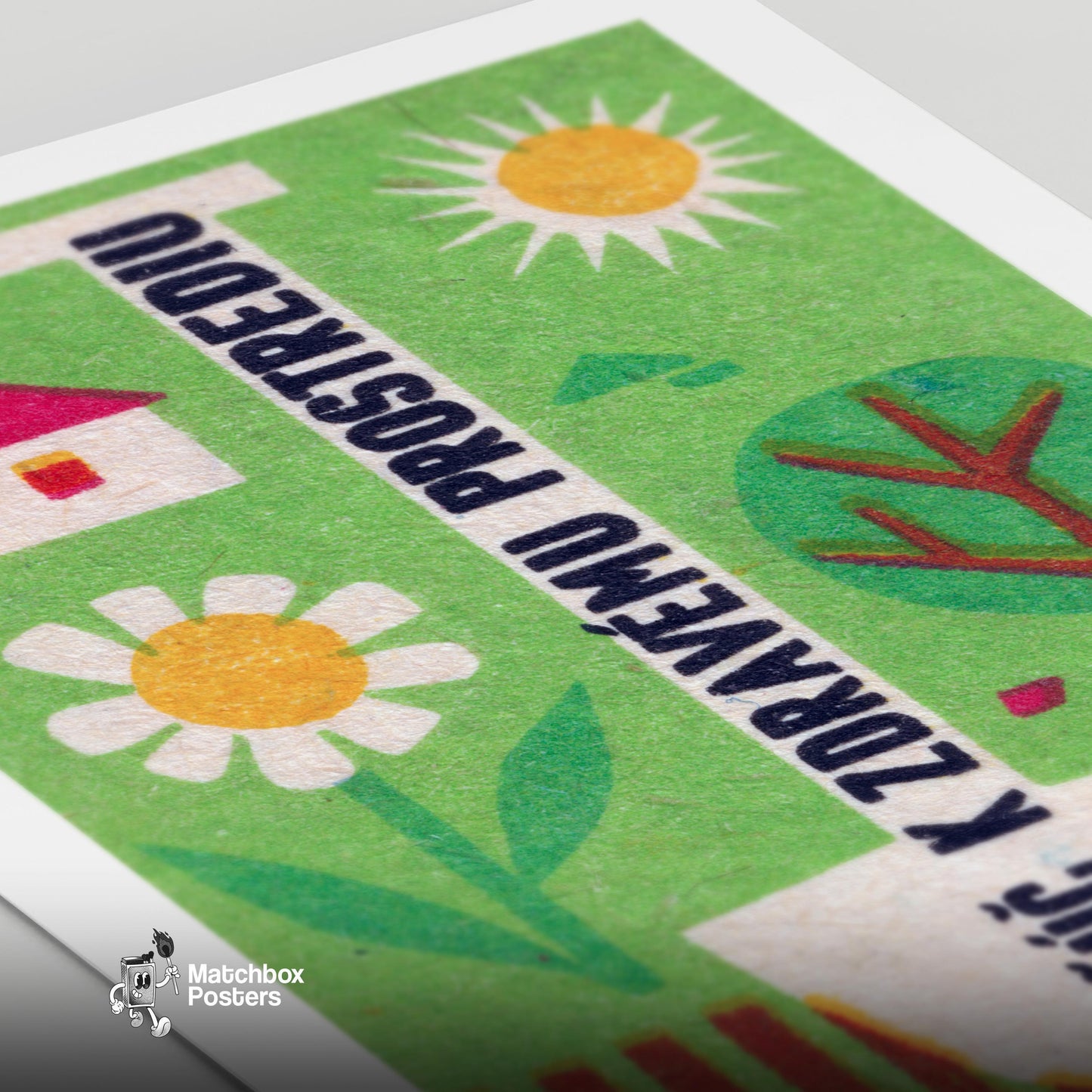 Healthy Environment - vintage matchbox label print - close-up detail