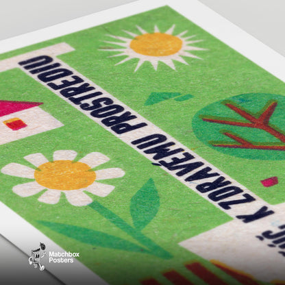 Healthy Environment - vintage matchbox label print - close-up detail