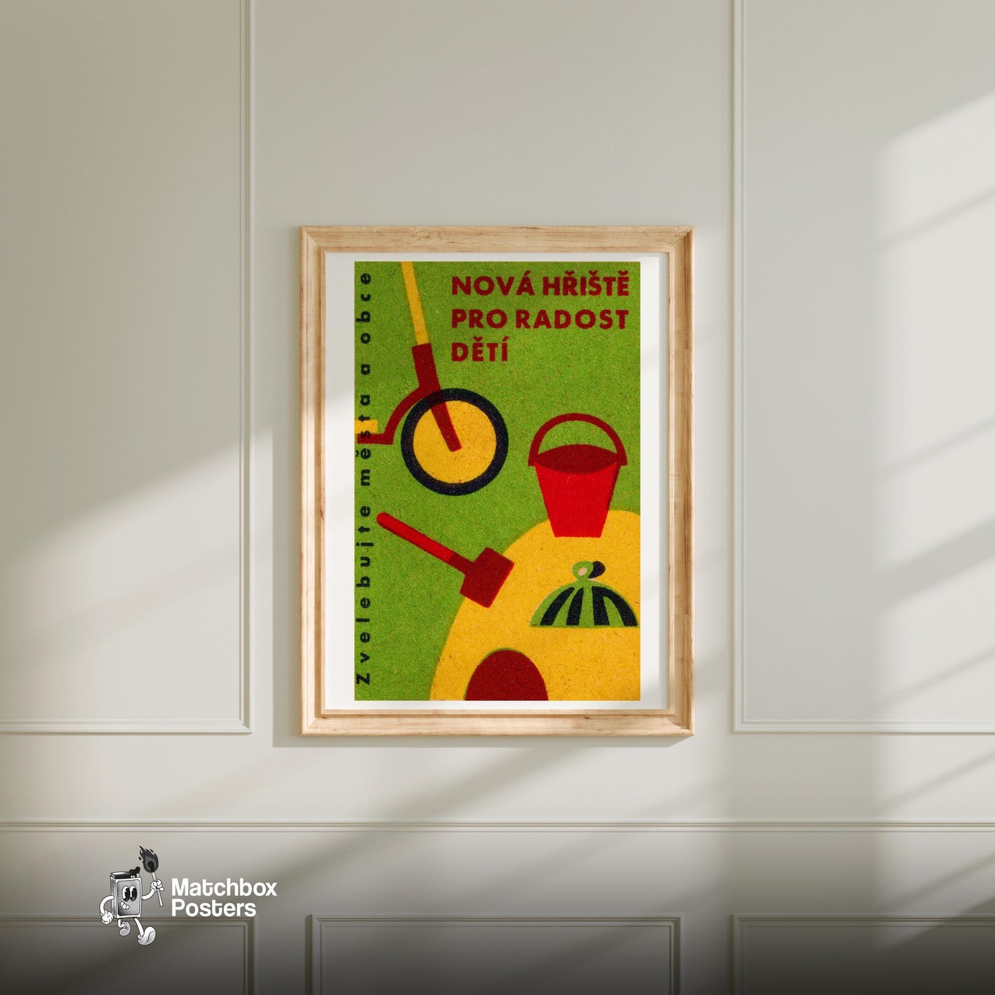 Children's Playground Toys Including - vintage matchbox label print - bedroom mockup