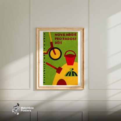 Children's Playground Toys Including - vintage matchbox label print - bedroom mockup