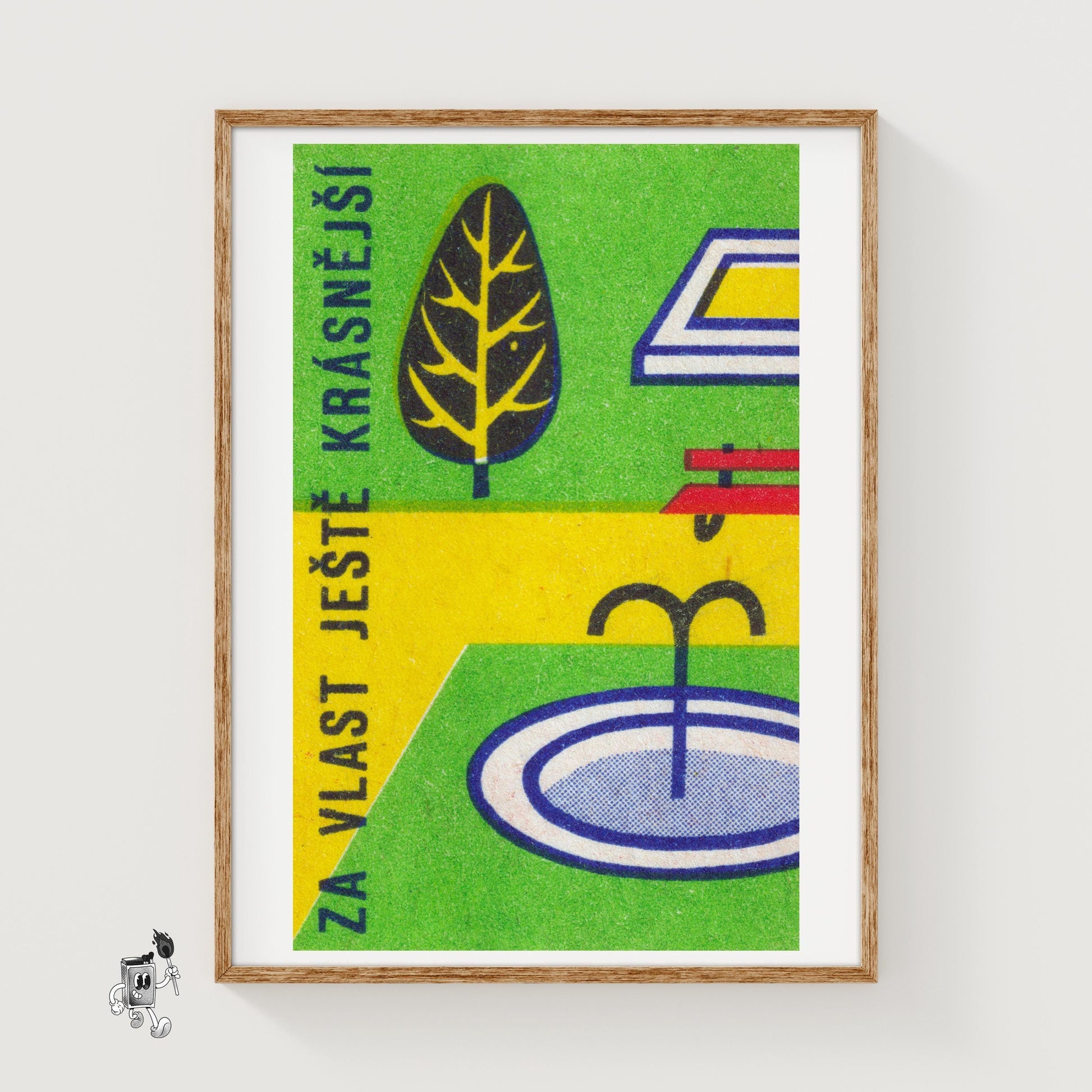 Stylized Tree - vintage matchbox label print