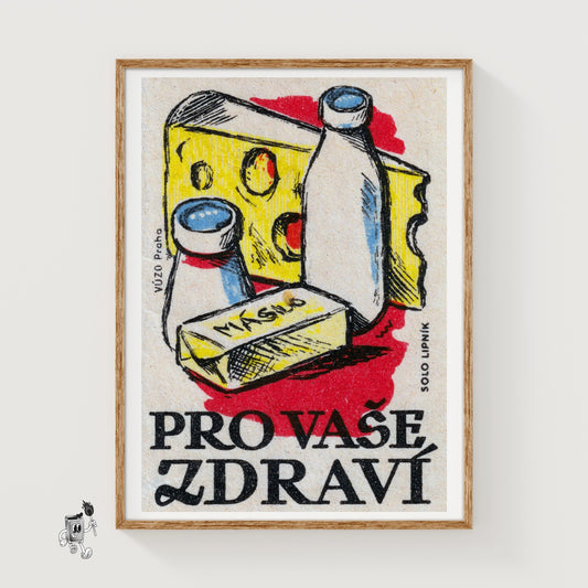Cheese, Milk & Butter - vintage matchbox label print