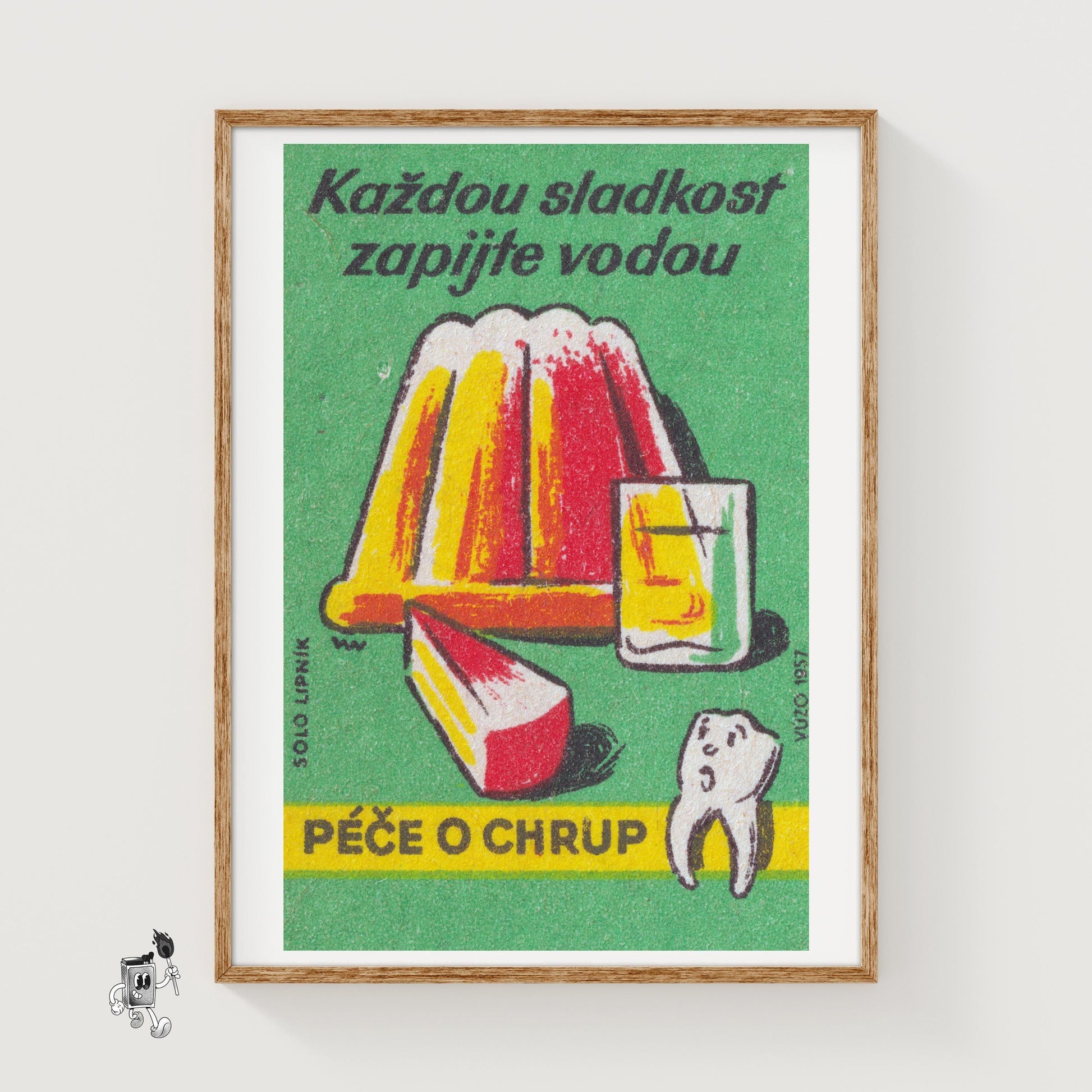 Wash Down Sweets With Water - vintage matchbox label print