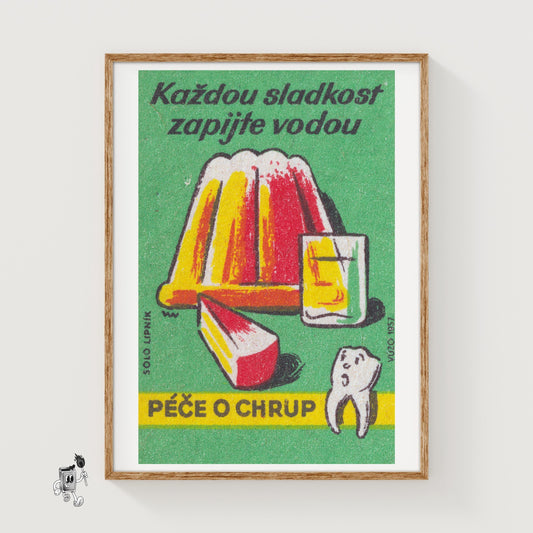 Wash Down Sweets With Water - vintage matchbox label print