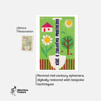 Healthy Environment - vintage matchbox label print - framed wall art preview