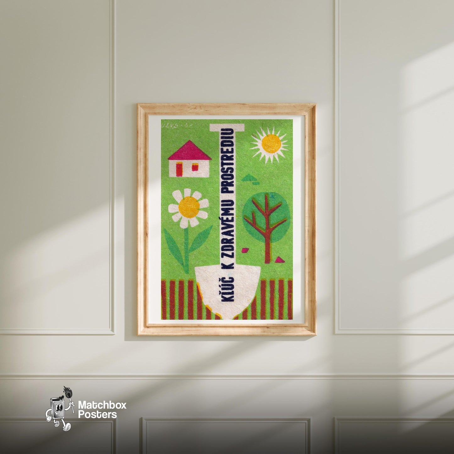 Healthy Environment - vintage matchbox label print - bedroom mockup