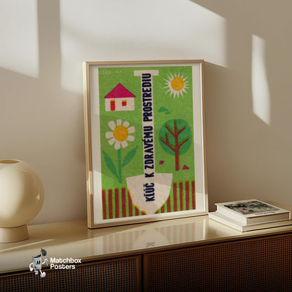 Healthy Environment - vintage matchbox label print - size comparison