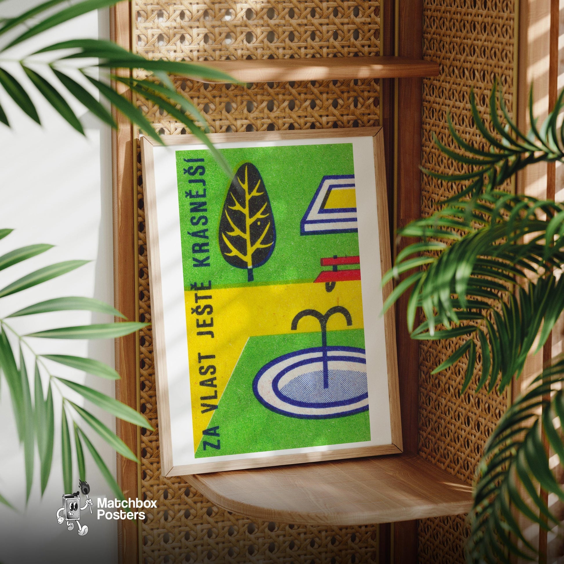 Stylized Tree - vintage matchbox label print - office wall