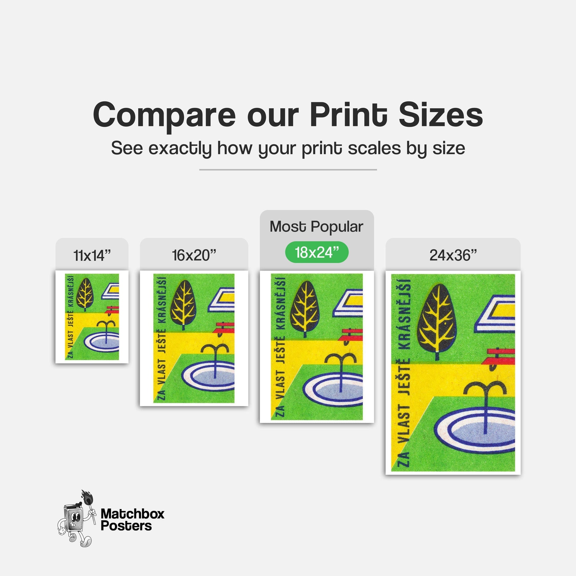 Stylized Tree - vintage matchbox label print - gallery wall preview