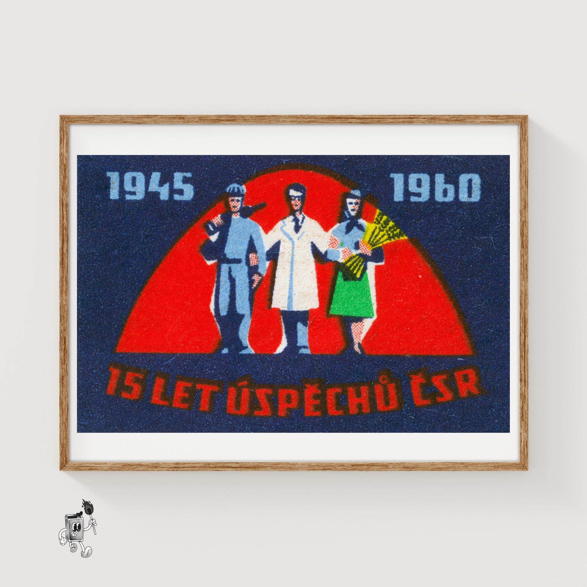 1960 Year of Success - vintage matchbox label print