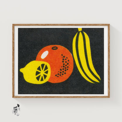 Lemon Orange Banana - vintage matchbox label print