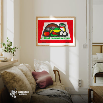 Balanced Diet - vintage matchbox label print - living room mockup