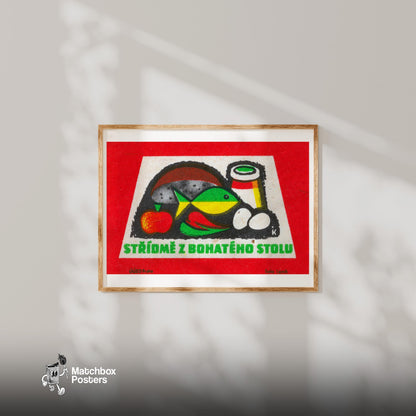 Balanced Diet - vintage matchbox label print - bedroom mockup
