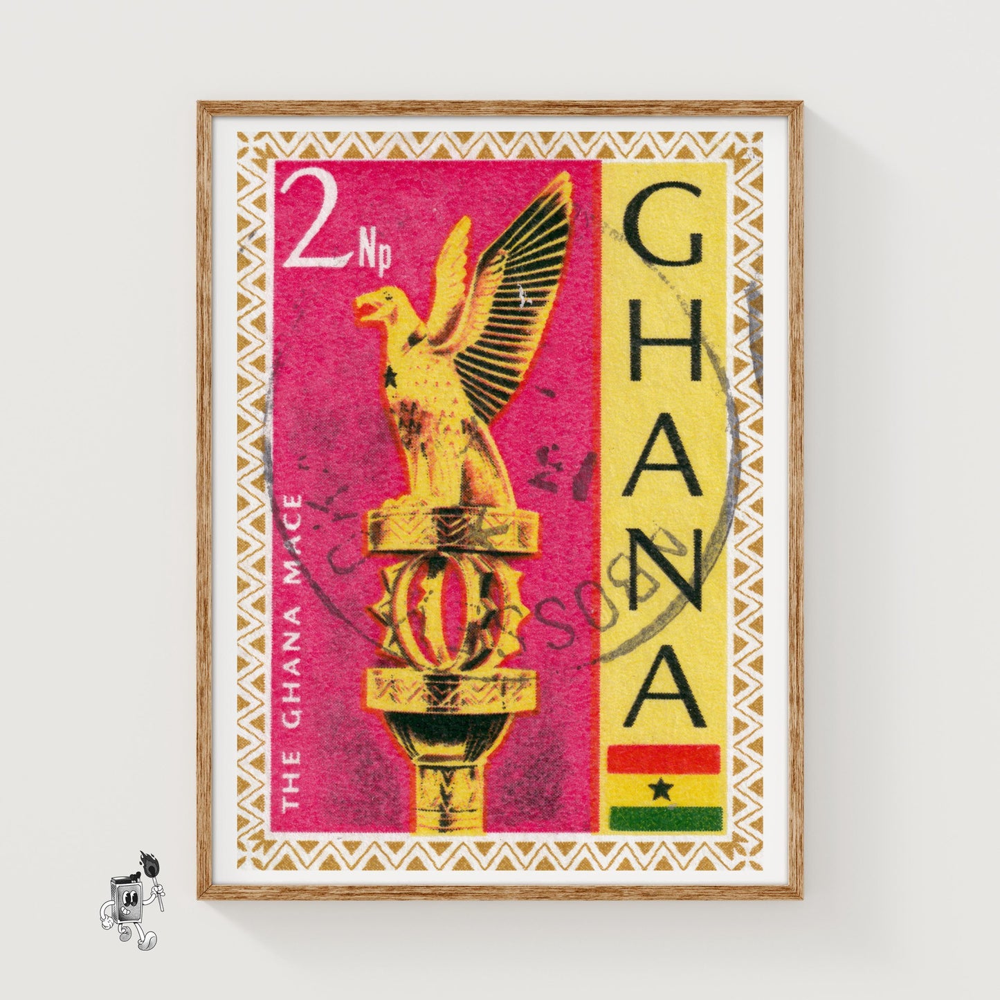 Golden Eagle Postage Stamp Print - vintage matchbox label print
