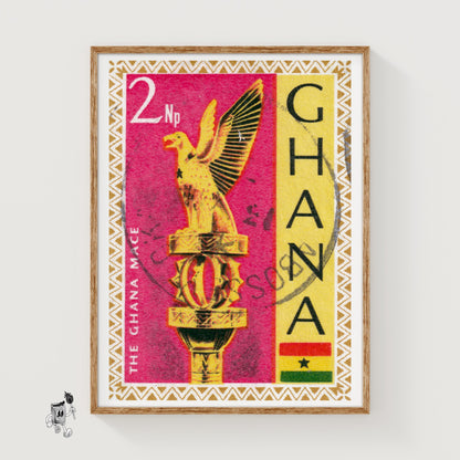 Golden Eagle Postage Stamp Print - vintage matchbox label print