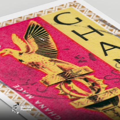 Golden Eagle Postage Stamp Print - vintage matchbox label print - close-up detail