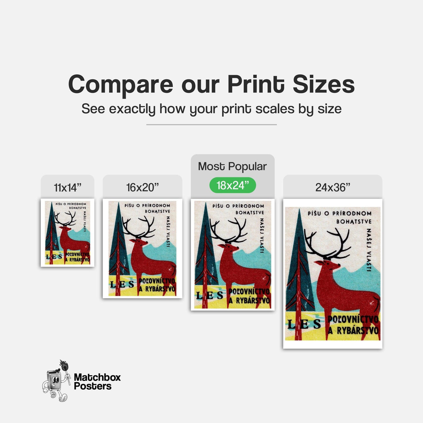 Stag in Forest - vintage matchbox label print - gallery wall preview