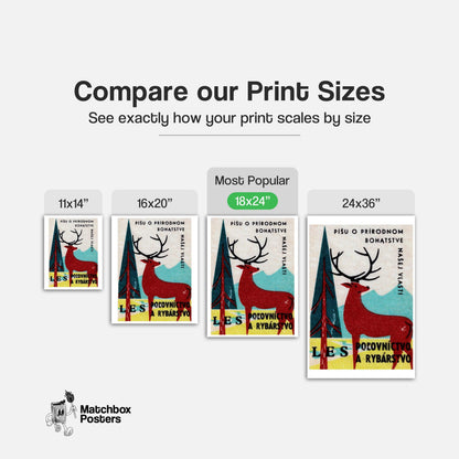 Stag in Forest - vintage matchbox label print - gallery wall preview
