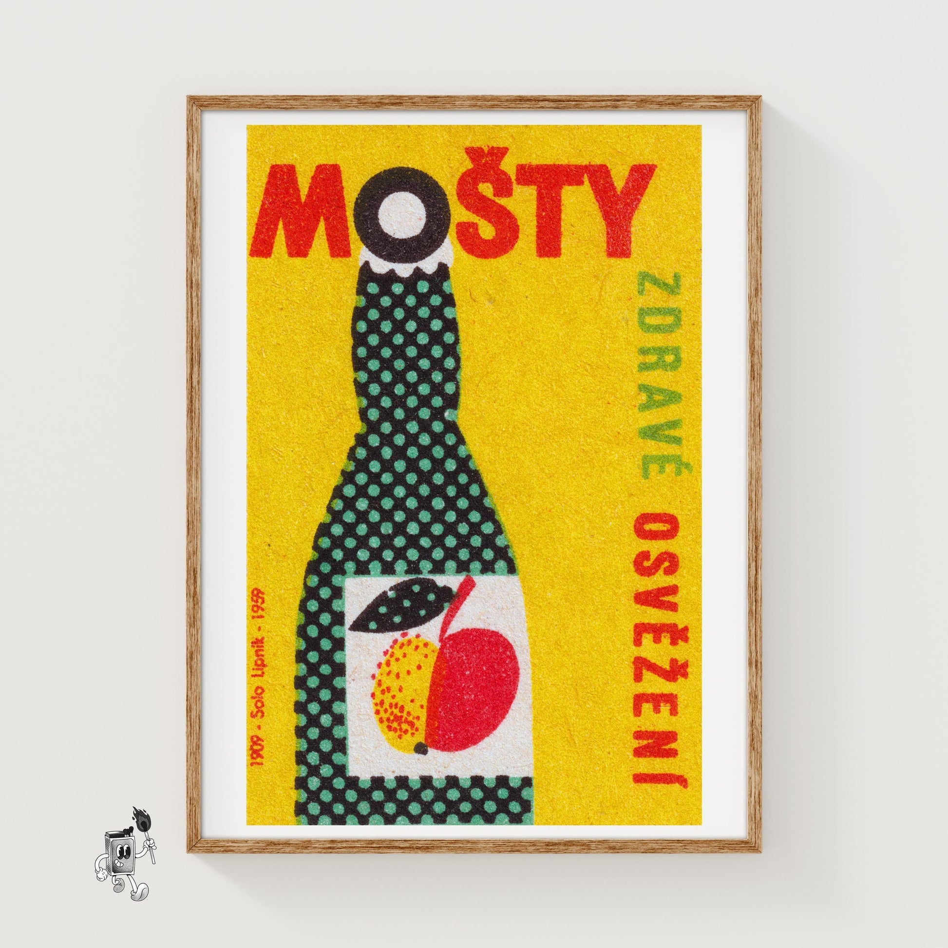 Fruit Juice Bottle - vintage matchbox label print