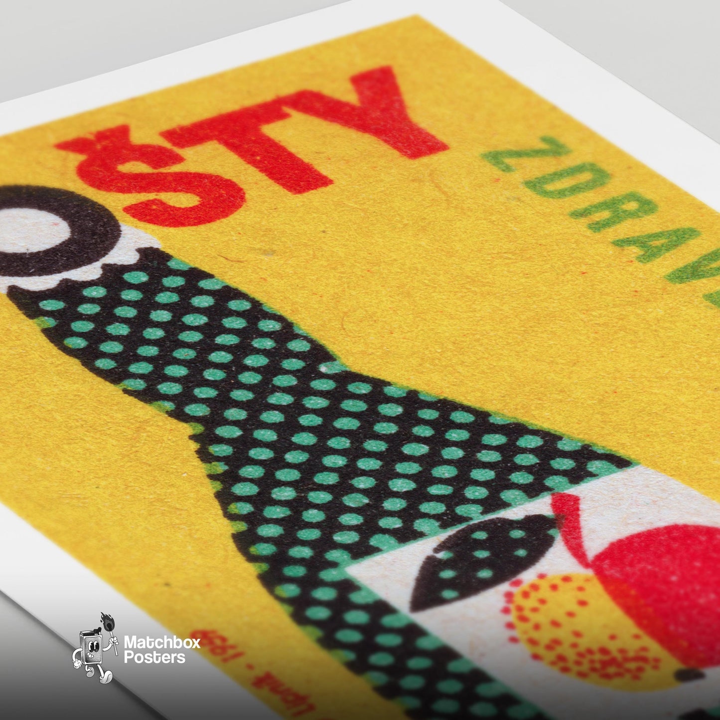 Fruit Juice Bottle - vintage matchbox label print - close-up detail