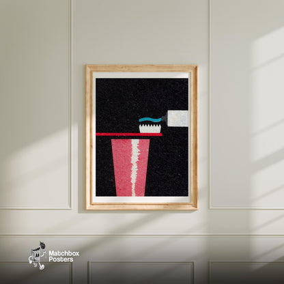 Toothbrush - vintage matchbox label print - bedroom mockup