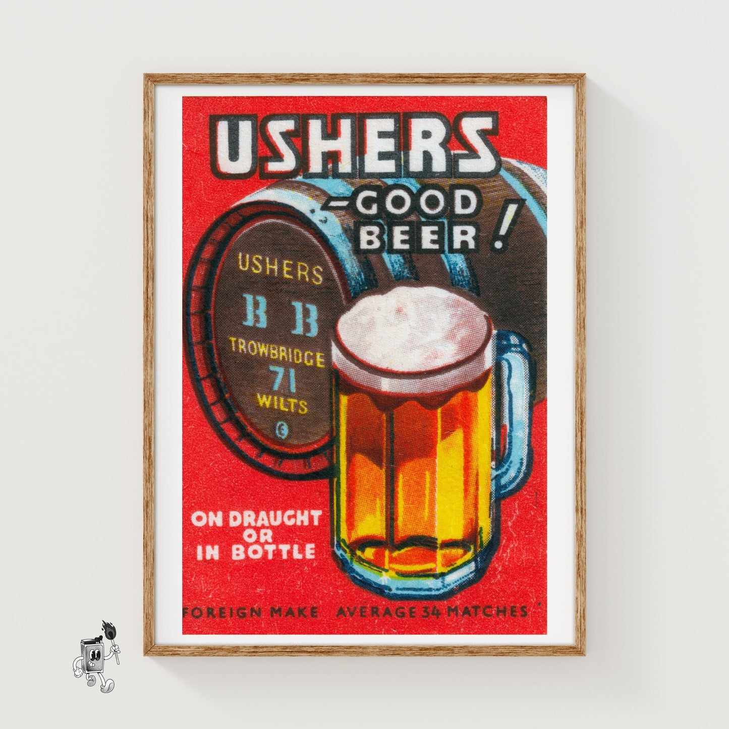 Beer Mug - vintage matchbox label print