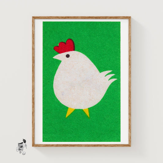 Chicken - vintage matchbox label print