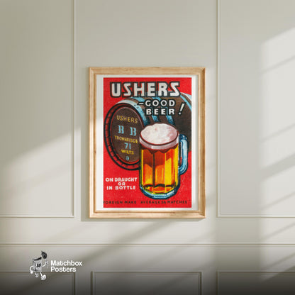 Beer Mug - vintage matchbox label print - bedroom mockup