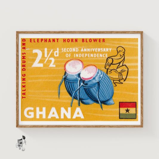 African Drums Print - vintage matchbox label print