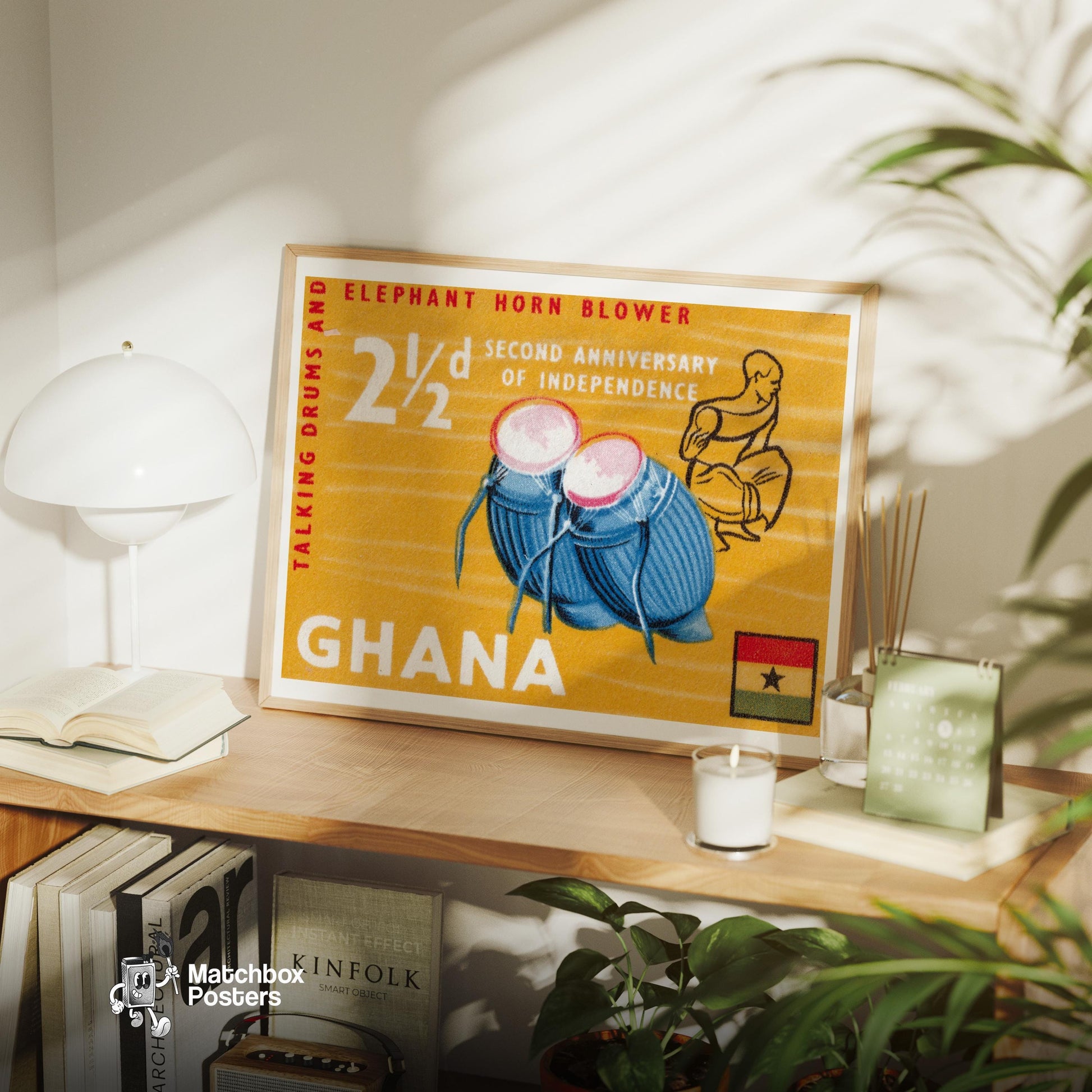 African Drums Print - vintage matchbox label print - office wall