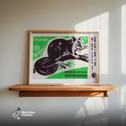 Squirrel - vintage matchbox label print - size comparison