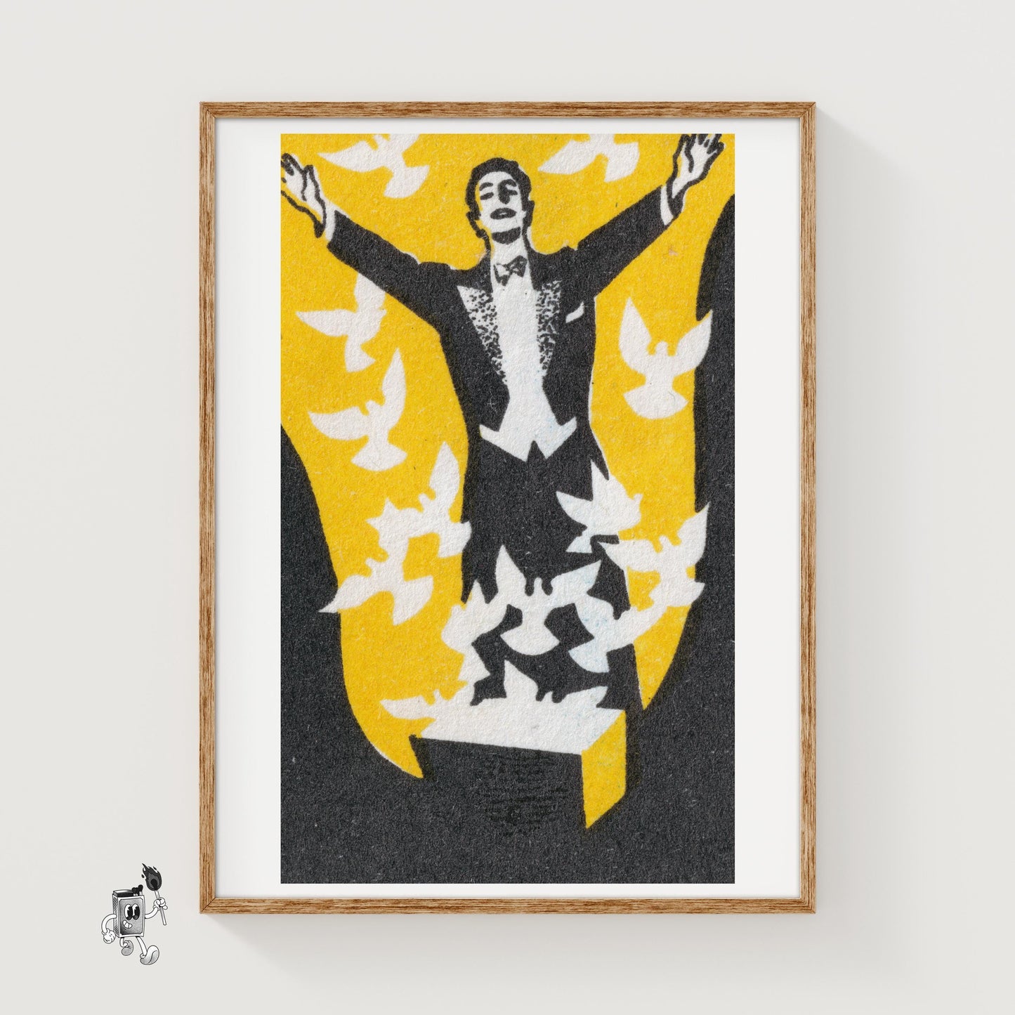 Man 1920s-30s Matchbox Label - vintage matchbox label print