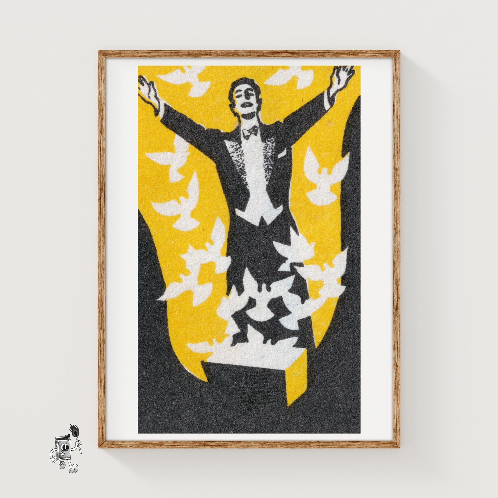 Man 1920s-30s Matchbox Label - vintage matchbox label print