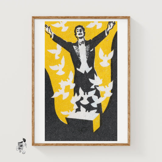 Man 1920s-30s Matchbox Label - vintage matchbox label print