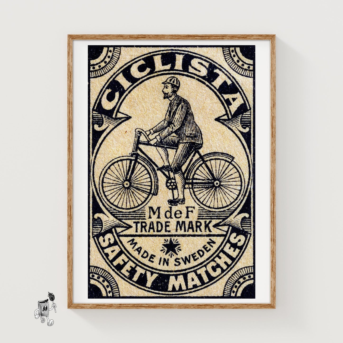 Vintage Cyclist - vintage matchbox label print