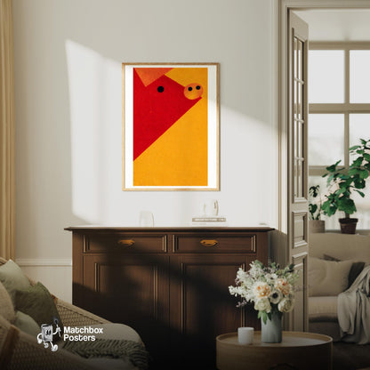 Fox - vintage matchbox label print - living room mockup