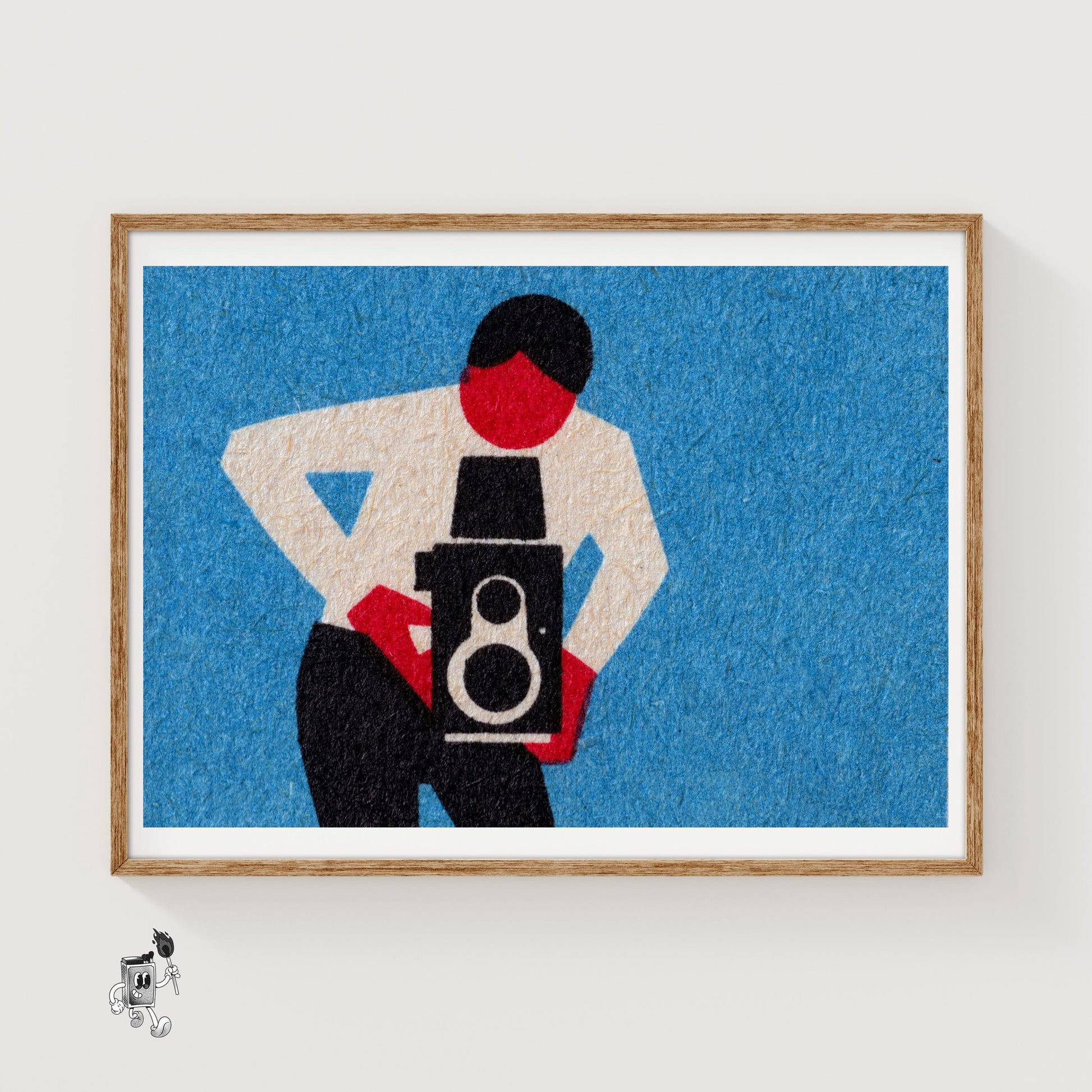 Person Holding A Vintage Camera - vintage matchbox label print