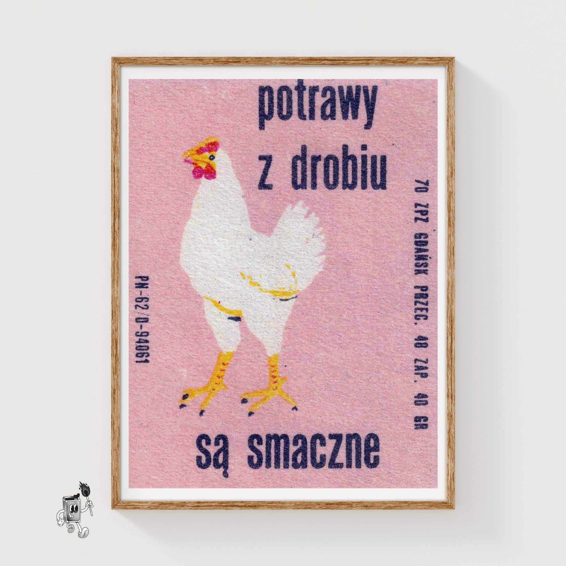 Eating Chicken is Delicious - vintage matchbox label print