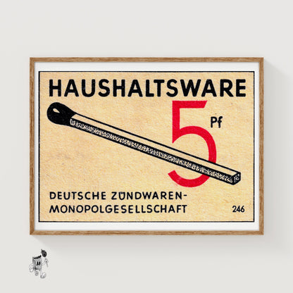 German Match Brand - vintage matchbox label print