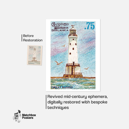 Lighthouse Wall Art - vintage matchbox label print - framed wall art preview