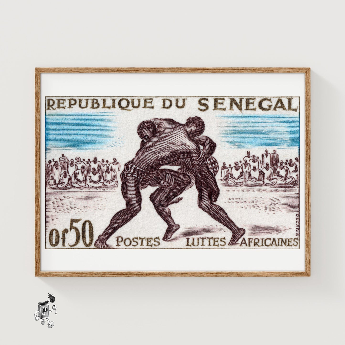 Wrestling - vintage matchbox label print